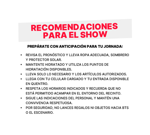 Recomendaciones para el show
